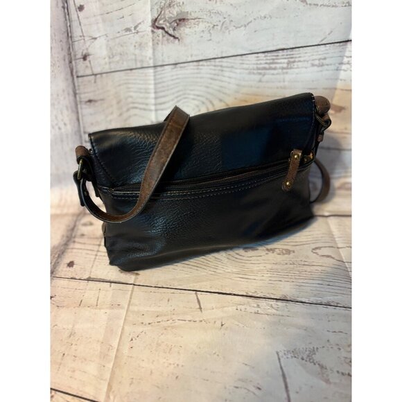 BOC Black & Brown Vinyl Crossbody Handbag Casual - Picture 4 of 7